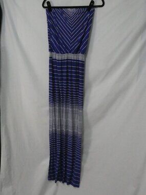 GEORGE Strapless Maxi Dress Blue White Stripe Size Medium